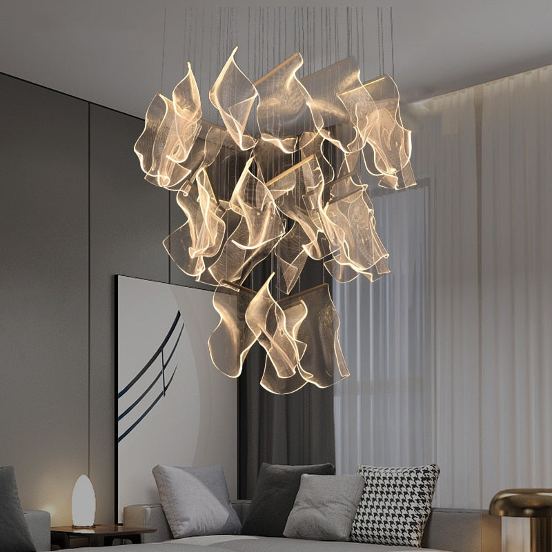 Luxury modern led light chandelier for staircase, living room, foyer , stairwell