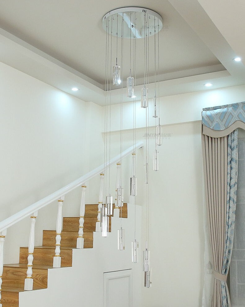 Staircase Pendant Crystal Long Light Fixture for Home Decor , stairwell