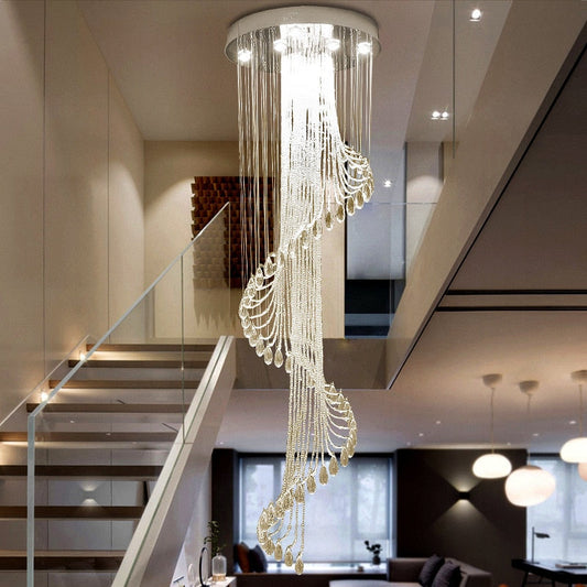 Spiral Crystal Staircase Ceiling Chandelier for Lobby, Theater, Villa, Hall , stairwell