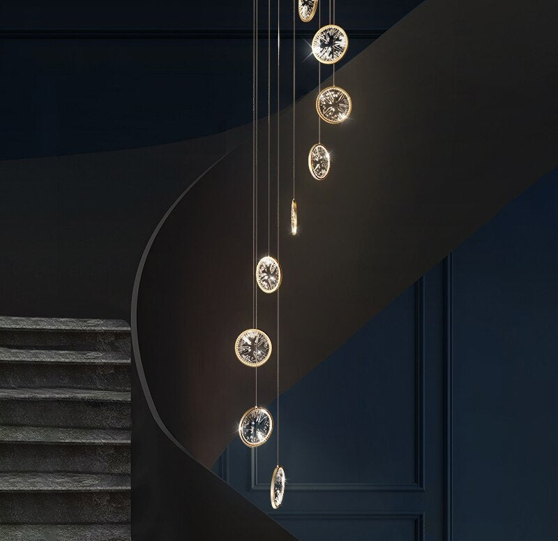 Luxury Gold Rings Crystal Chandelier For Staircase , stairwell