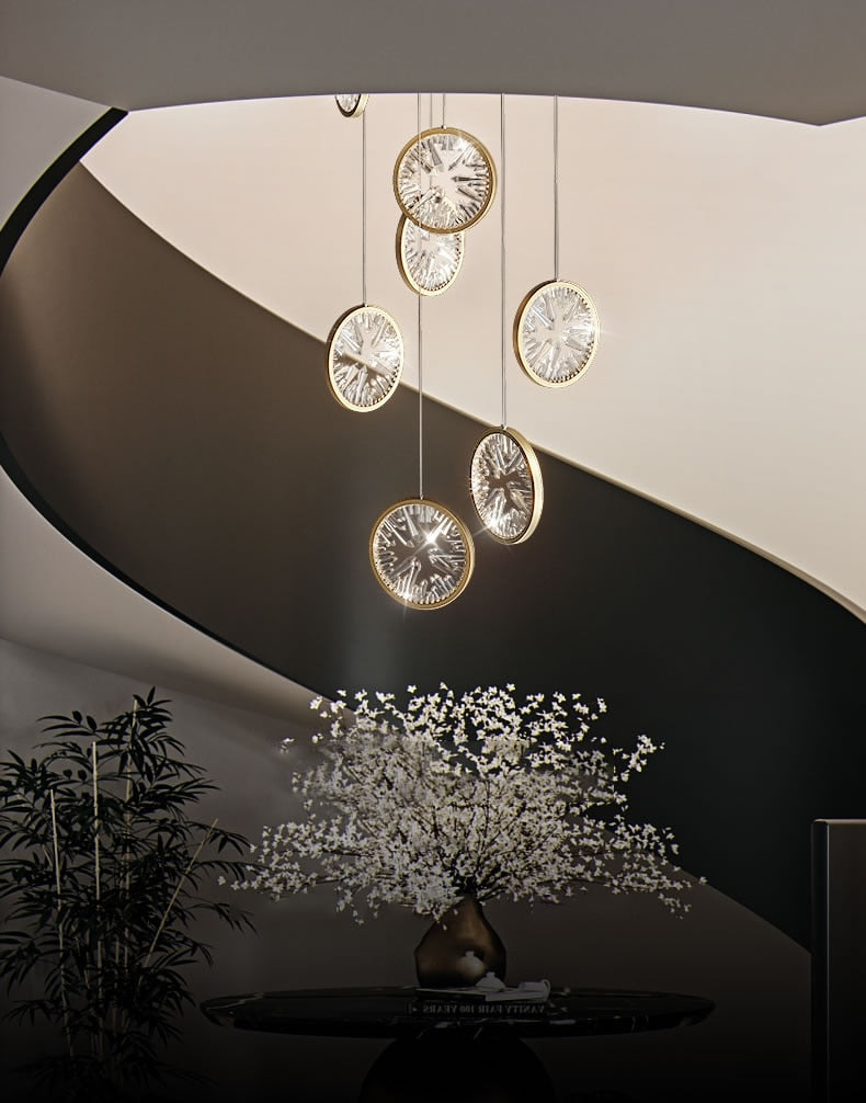 Luxury Gold Rings Crystal Chandelier For Staircase , stairwell