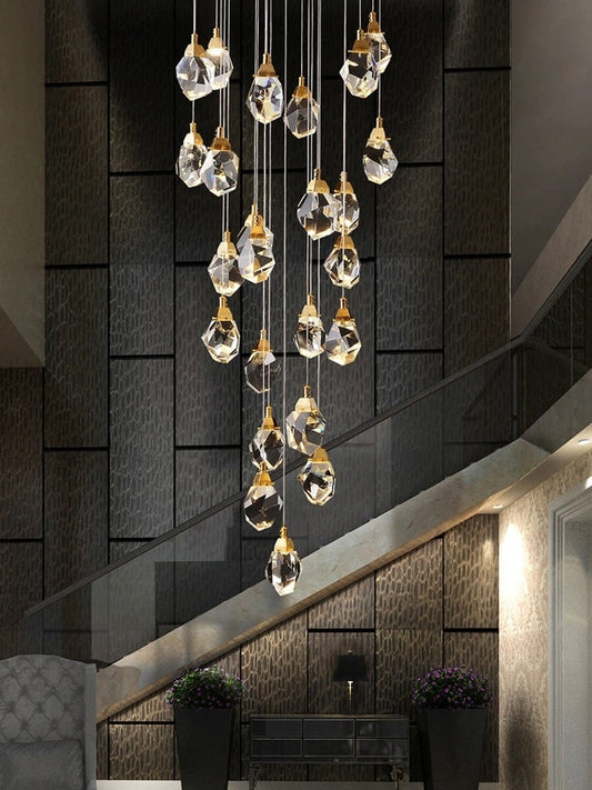 Luxury diamond crystal chandelier for staircase, living space , stairwell