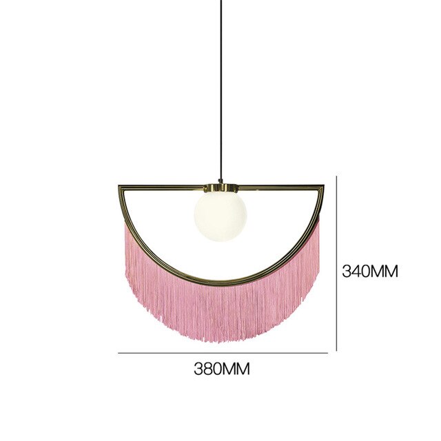 CAROLINE Pendant Light Pink Fringes