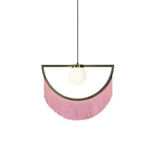 CAROLINE Pendant Light Pink Fringes