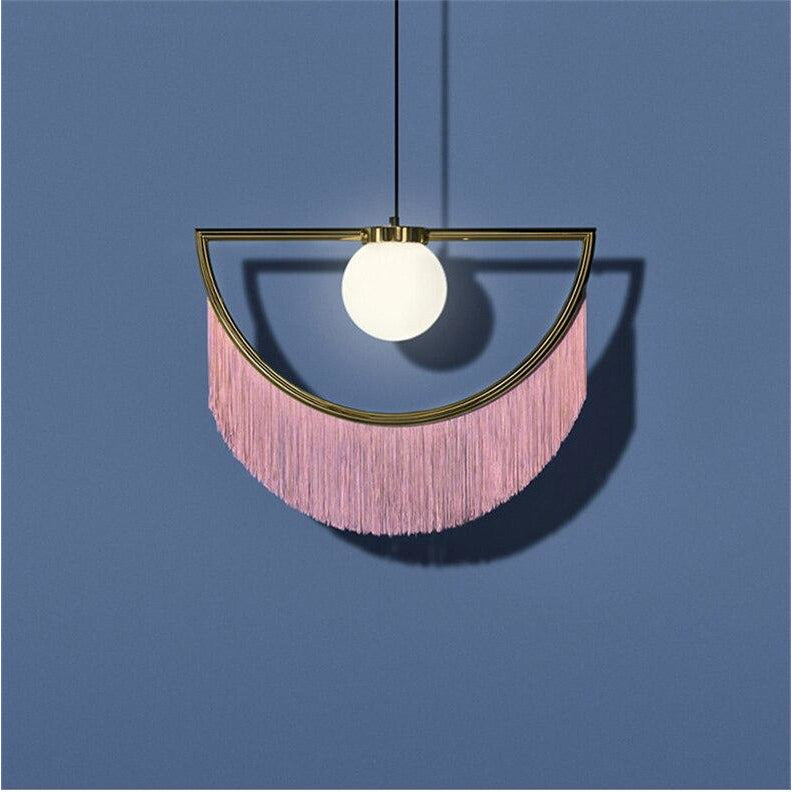 CAROLINE Pendant Light Pink Fringes