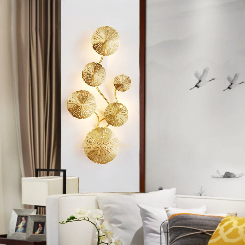 Gold Lotus Leaf Wall Lamp Idan