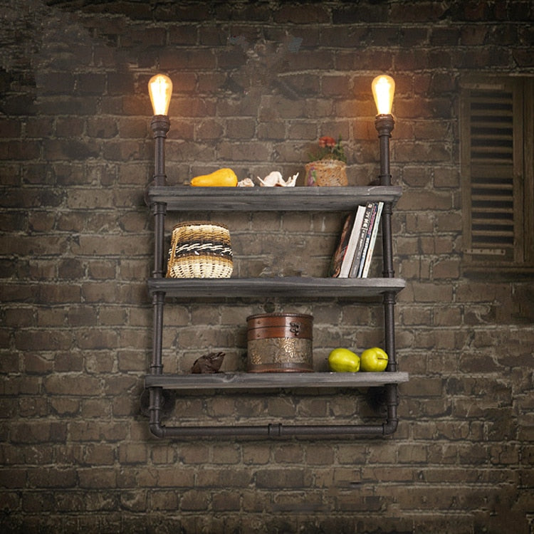 Industrial Wall Shelf Bodin ( with light )