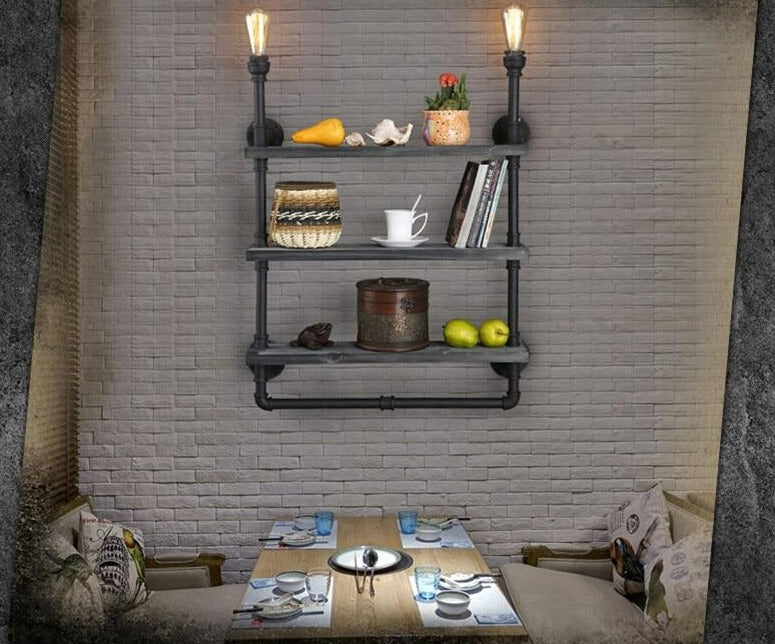 Industrial Wall Shelf Bodin ( with light )