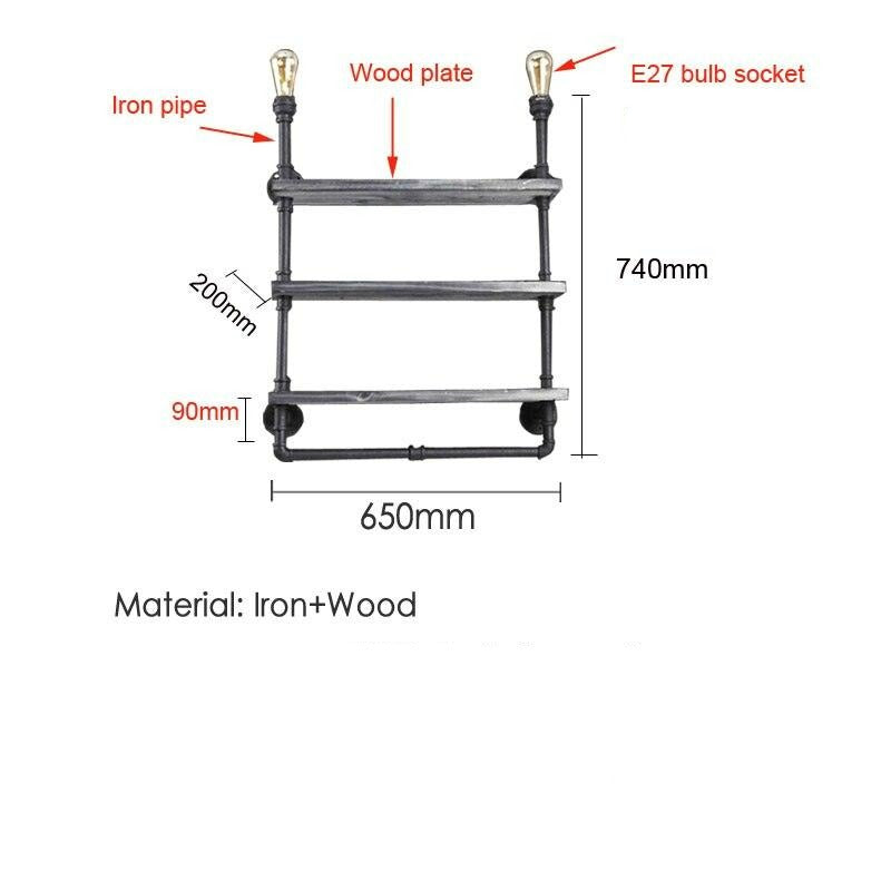 Industrial Wall Shelf Bodin ( with light )