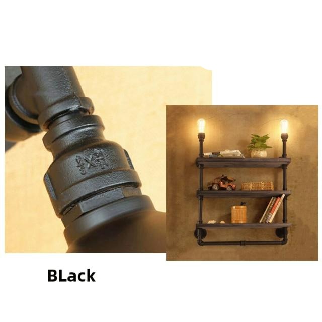 Industrial Wall Shelf Bodin ( with light )